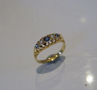 Sheffield 1889 Antique 18ct Gold Diamond Sapphire Ring Finest Blue Sapphires