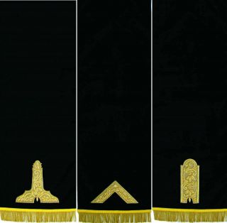 Gold Bullion Hand Embroidered Masonic Blue Lodge Pedestal Covers - Set Of Thre