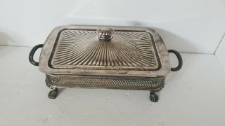 Vintage Silver Plated Chafing Buffet Casserole Dish W/pyrex Glass