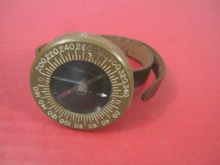 Wwii Us Army 101st Airborne Paratrooper Wrist Compass W/leather Strap - Xlnt 1