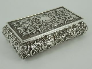 Edwardian Solid Sterling Silver Table Snuff Trinket Box Birmingham 1901 190g