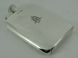 Large George V Solid Sterling Silver Spirit Pocket Hip Flask Sheffield 1925 232g