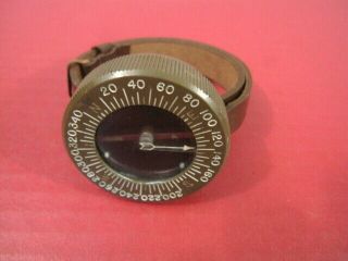 Wwii Us Army 101st Airborne Paratrooper Wrist Compass W/leather Strap - Xlnt 2