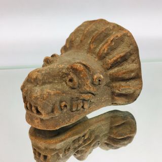 Antique Artifact Pre - Columbian Terra Cotta Pottery Dragon Effigy Face