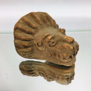 Antique Artifact Pre - Columbian Terra Cotta Pottery Dragon Effigy Face 2