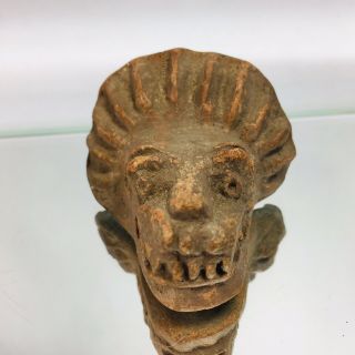 Antique Artifact Pre - Columbian Terra Cotta Pottery Dragon Effigy Face 3