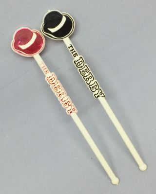 Vintage Set Of Two The Brown Derby Restaurant Hollywood Swizzle Sticks