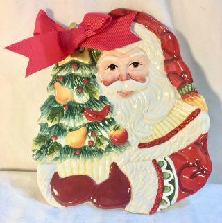 Fitz And Floyd Woodland Holiday Christmas Santa Plate Tray Cookie 8” X 7”