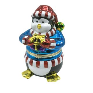 Mr Christmas Animated Music Box Ceramic Penguin Joy To The World 7 Inches Tall