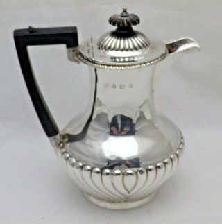 Antique Solid Sterling Silver One Pint Coffee Pot Half Fluted Style B 