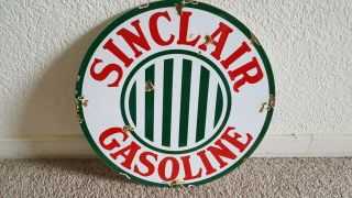 Vintage Sinclair Gasoline Motor Oils 11 3/4 " Porcelain Gas Sign Lubester