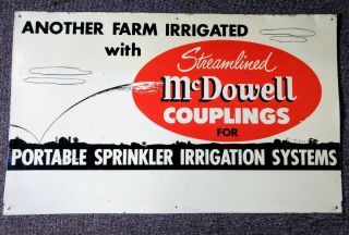 Rare Vintage Mcdowell Irrigation Couplings Large Metal Sign.  L@@k
