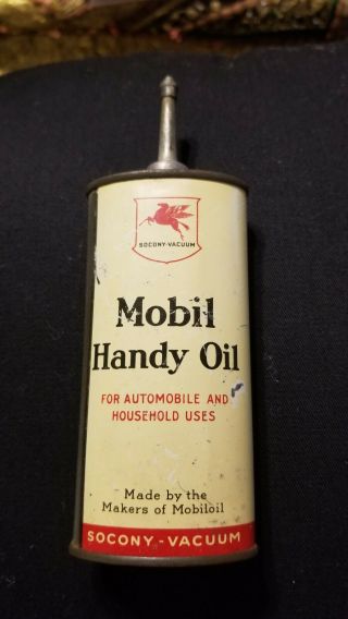 Socony Vacuum Mobil Handy Oil Can - Vintage With Screw - On Tip.