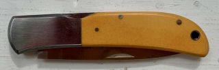Vintage Al Mar 1003 Yellow Micarta Falcon Knife - Seki - Japan - With Sheath