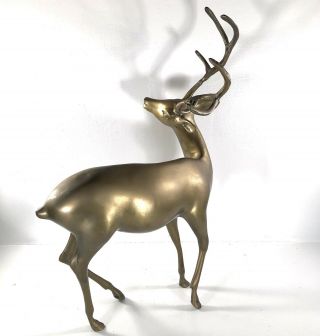 Brass Buck Deer 18” Lge Figurine Statue Vtg Mid Century Rosenthal Netter Hollow 3