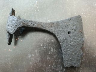 Extremely Rare Viking - Danish Bearded Axe Head With Raven Loop 8th - 9th Century