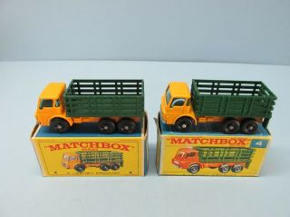 Matchbox Regular Wheel Two 4d Dodge Stake Truck Yellow / With & Without Tow Slot
