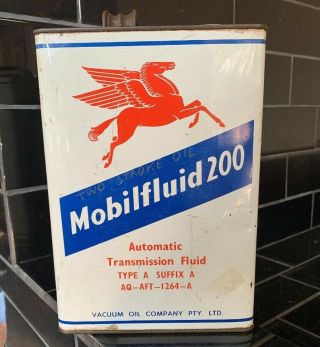 Mobilfluid 200 Mobil Vacuum Co.  Transmission 1 Gallon Vintage Oil Tin Rare