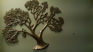 Vintage Solid Brass Bonsai Tree Of Life Hanging Wall Art