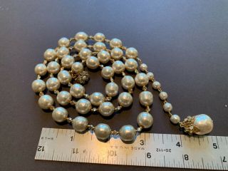 Sign Miriam Haskell Large Baroque Pearls Rhinestone Necklace Jewelry 28” Long 2