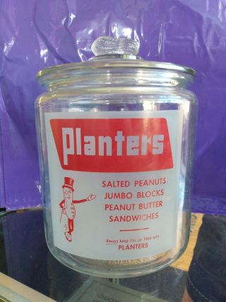 Antique Planters Salted Peanuts Store Advertising Display Jar Mr.  Peanut