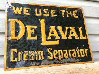 Vtg De Laval cream separator sign Metal Tin Old Feed Seed Dairy Cow 3