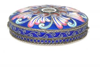 Vintage Russian Enamel Sterling Silver Compact Hallmarked 2