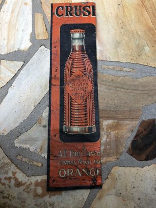 Vintage Orange Crush Embossed Tin Sign 1926 Elwood Cut Panel