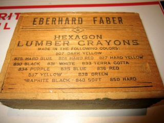 Vintage Eberhard Faber No,  837 Lumber Crayons W/ Dovetailed Box Good Cond.