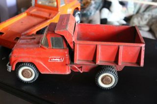Orange Buddy L Pressed Steel Hydraulic Dump Truck