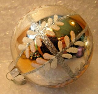 Celebrations Radko Jumbo Round Glass Christmas Ornament Gold/silver W/glitter