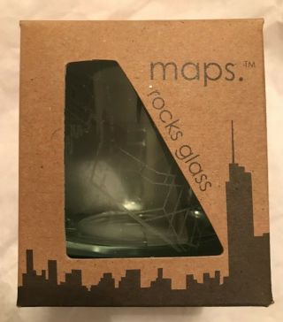 " Boston " Maps Rock Glass The Uncommon Green Etched 8 Oz Glass