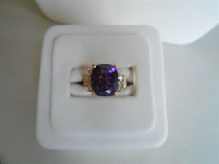 Stunning Gem Quality Amethyst & Diamond Ring 14kt