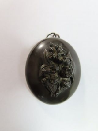 Antique Victorian Gutta Percha Lily Of The Valley Mourning Locket