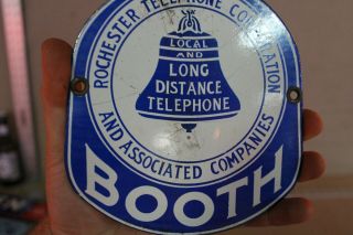 Rochester Telephone Booth Porcelain Metal Dealer Sign Local Long Distance Phone