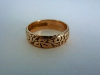 Fine Antique Victorian / Edwardian 9ct 375 Gold Floral Wedding Ring
