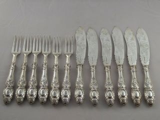 Stunning Victorian Solid Sterling Silver X 12 Fish Cutlery Set 1855 Quality