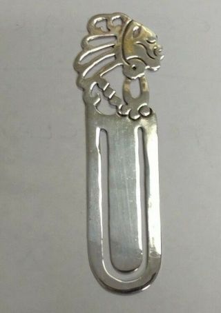Vintage Sterling Silver Indian Head Bookmark 3 " Taxco Mexico 925 Ti - 119