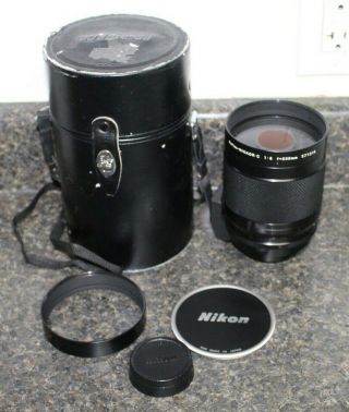 Vintage Nikon Reflex - Nikkor.  C 1:8 F=500mm Mirror Lens With Caps & Case 5 Filters