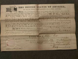 1861 Abraham Lincoln Secretary William Stoddard Signed Land Grant Document