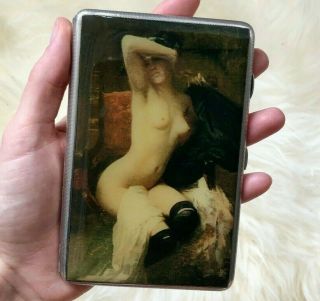 Rare Sampson Mordan & Co Sterling Silver Card Case With Applied Woman Act Image