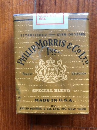 Vintage Philip Morris Cigarettes Pack Ww2 War Ration