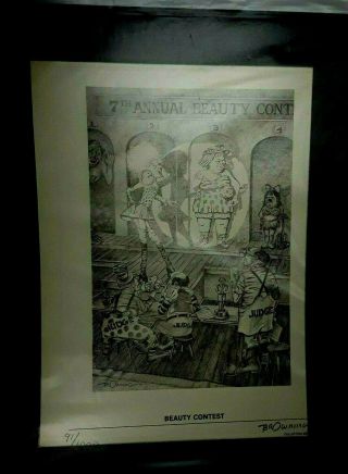 Bill Browning Limited Series 7 Clown Prints 91 Out Of 1000 Black And White Art