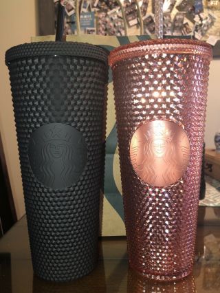 Starbucks Limited Edition 2019 Black & Rose Gold Studded Tumblers