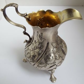 English Antique 18th Century Georgian 1767 Sterling Silver Cream Jug