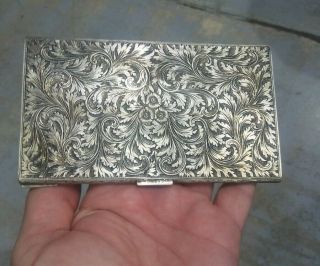 Antique Italian Cigarette Case 800 Silver Vintage Heavily Engraved Chased