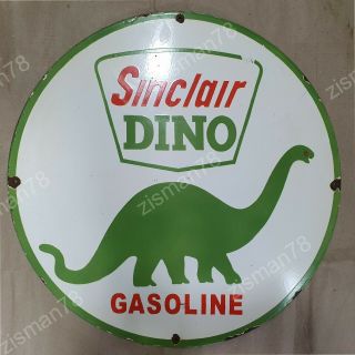 Sinclair Dino Gasoline Vintage Porcelain Sign 24 Inches Round