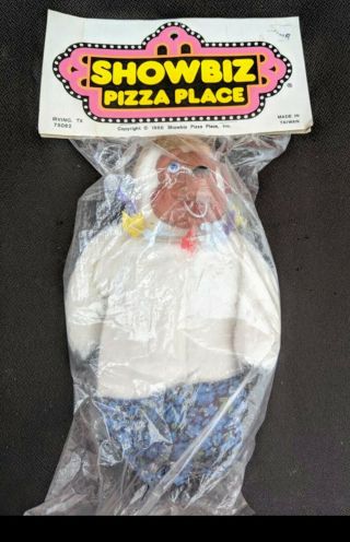 1986 Showbiz Pizza Place Rock - Afire Explosion Beach Bear 9in Plush Doll -