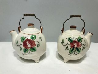 Vintage Ceramic Teapot Teapots Floral Salt & Pepper Shaker Shakers Japan R31D 3