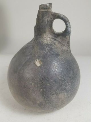 Pre - Columbian Peruvian Chimu Long Neck Blackware Vessel Circa 600ce From Peru